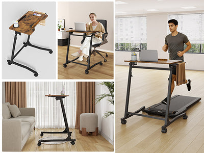 Adjustable Treadmill Desk, Desk for Walking Pad Laptop, Brown Wood