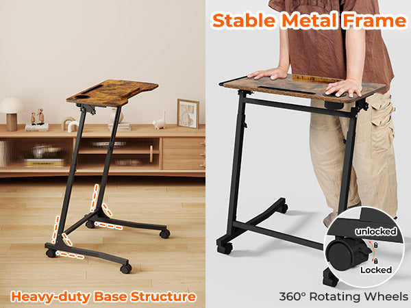 Adjustable Treadmill Desk, Desk for Walking Pad Laptop, Brown Wood